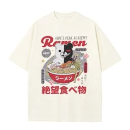 Anime Hopes Peaks Academy Danganronpa Eat Ramen Graphic T-shirt Men Women Funny Vintage Japanese Style T Shirts Cotton T-shirts