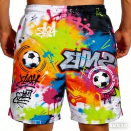 2026 Summer New Printed Football Graffiti Sports Shorts, Adult and Children's Plus Size Trendy Quick Drying Sports Pants