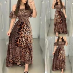 2026 Nieuwe Mode Luipaard Gewaad Afdrukken Lange Jurk Ruche Maxi Zonnejurk Bohemian Vrouwen Zomer Sexy Toevallige Elegante Strap