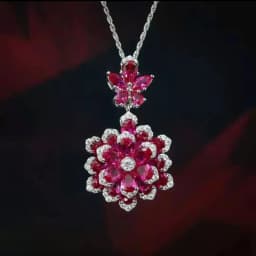 Foyejaf Floral Jewelry Set - Royal Blue Pendant Necklace Earrings And Ring Set Luxurious Floral Accessory Collection