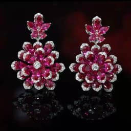Foyejaf Floral Jewelry Set - Royal Blue Pendant Necklace Earrings And Ring Set Luxurious Floral Accessory Collection