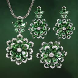 Foyejaf Floral Jewelry Set - Royal Blue Pendant Necklace Earrings And Ring Set Luxurious Floral Accessory Collection