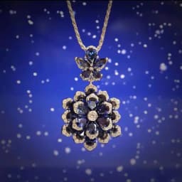 Foyejaf Floral Jewelry Set - Royal Blue Pendant Necklace Earrings And Ring Set Luxurious Floral Accessory Collection