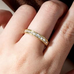 Rrjzz Certified Lab Created Imitation Diamond Half Eternity Wedding Ring for Women 2MM 0.39CTTW D Color Moissanite Ring Jewelry