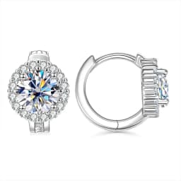 IOGOU 6.5mm 1.0carat D Moissanite Diamond Hoop Huggie Sparkling Earrings Stud for Women GRA Certified Moissanite Wedding Jewelry