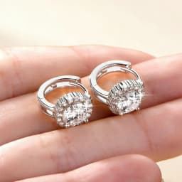 IOGOU 6.5mm 1.0carat D Moissanite Diamond Hoop Huggie Sparkling Earrings Stud for Women GRA Certified Moissanite Wedding Jewelry