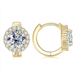 IOGOU 6.5mm 1.0carat D Moissanite Diamond Hoop Huggie Sparkling Earrings Stud for Women GRA Certified Moissanite Wedding Jewelry