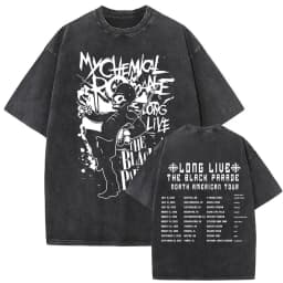 Washed Vintage My Chemical Romance Merch T Shirt The Black Parade 2026 Tour T-shirt Men Women Retro Punk Emo Rock Band T-shirts