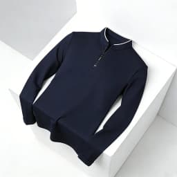 Men Stand Collar Half Zip Long Sleeve Polo Shirt Premium Soft Fabric For Business Work And Daily Outings