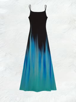 Black Blue Ombre Print Sundress Women Vacation Style Sleeveless Summer Dress Casual Flowy Maxi Dress for Beach Party Travel