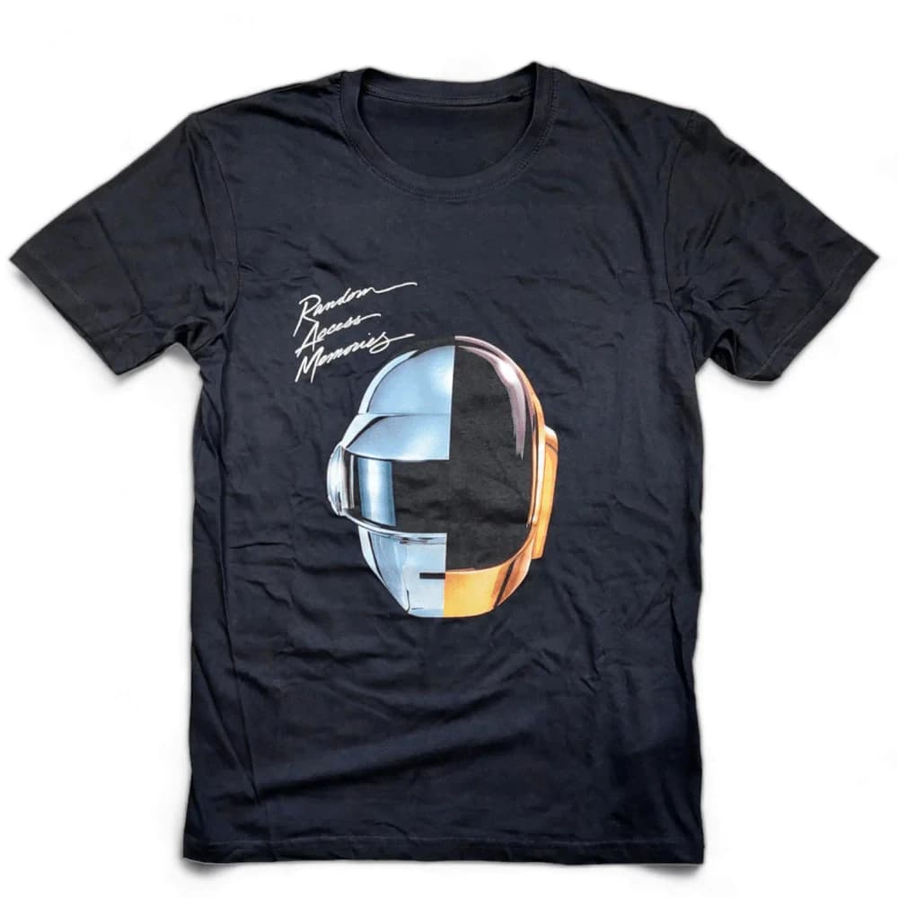 Daft Punk Random Access Memories Helmet Print Cotton T-Shirt Electronic Music Duo Unisex Short Sleeve Tee