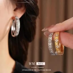 Vintage Clover Hoop Earrings for Women | 18K Gold Plated | Cubic Zirconia | Luxury Bridal Jewelry | Trendy Aesthetic Accessories
