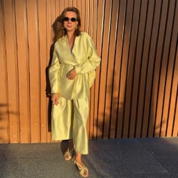 Women's Exquisite Luxury Satin Loose Jacket Wide Leg Pants Suit 2026 Casual Elegant V Neck Cinched Waist Jacket Chic Trouser Set