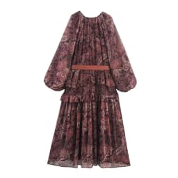 Trendy Bohemian Vintage Long Dress Spring V Neck Puff Sleeve Belted Paisley Print Elegant Casual Daily Dress for Women