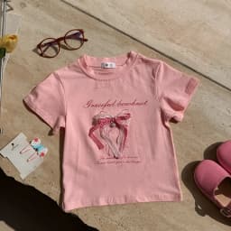 Girls Thin Clothing For Princess Kids Summer Short Sleeve T-Shirts Bowknot