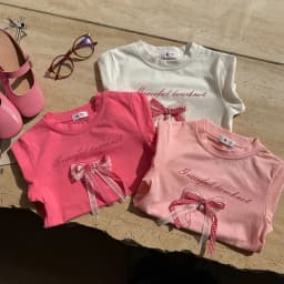 Girls Thin Clothing For Princess Kids Summer Short Sleeve T-Shirts Bowknot
