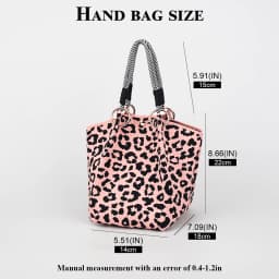 1 Piece of Vintage Leopard Print Knitted Handbag, with Snap Closure, Large Capacity for Holding Mobile Phones, Books, Water Bottles, Cosmetics, Suitable for Women for Shopping, Photography, Travel, Vacation, and Commuting, with Detachable Ring Buckle and Sturdy Multicolor Rope Handle