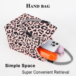 1 Piece of Vintage Leopard Print Knitted Handbag, with Snap Closure, Large Capacity for Holding Mobile Phones, Books, Water Bottles, Cosmetics, Suitable for Women for Shopping, Photography, Travel, Vacation, and Commuting, with Detachable Ring Buckle and Sturdy Multicolor Rope Handle