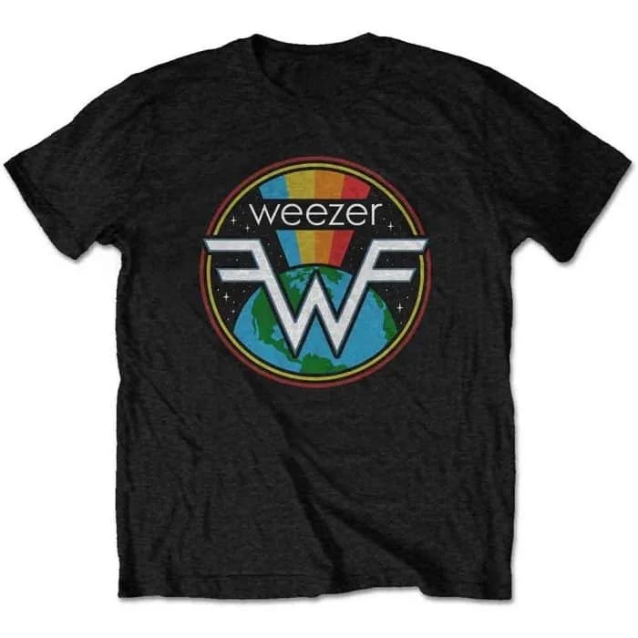 Weezer Space Globe Logo Print Cotton T-Shirt Alternative Rock Streetwear Unisex Crew Neck Short Sleeve Tee