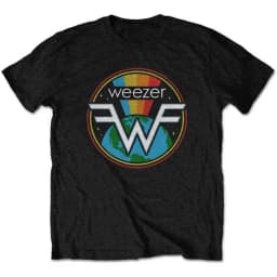 Weezer Space Globe Logo Print Cotton T-Shirt Alternative Rock Streetwear Unisex Crew Neck Short Sleeve Tee