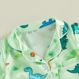 Baby Romper Pajamas Infant Girls Boys Dinosaur/Tree Print Turn Down Collar Short Sleeve Bodysuits Jumpsuits Sleepwear