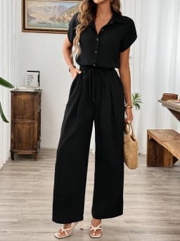 Women's Spring Summer Autumn Solid Color Basic Wide-leg Jumpsuit