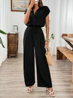 Women's Spring Summer Autumn Solid Color Basic Wide-leg Jumpsuit