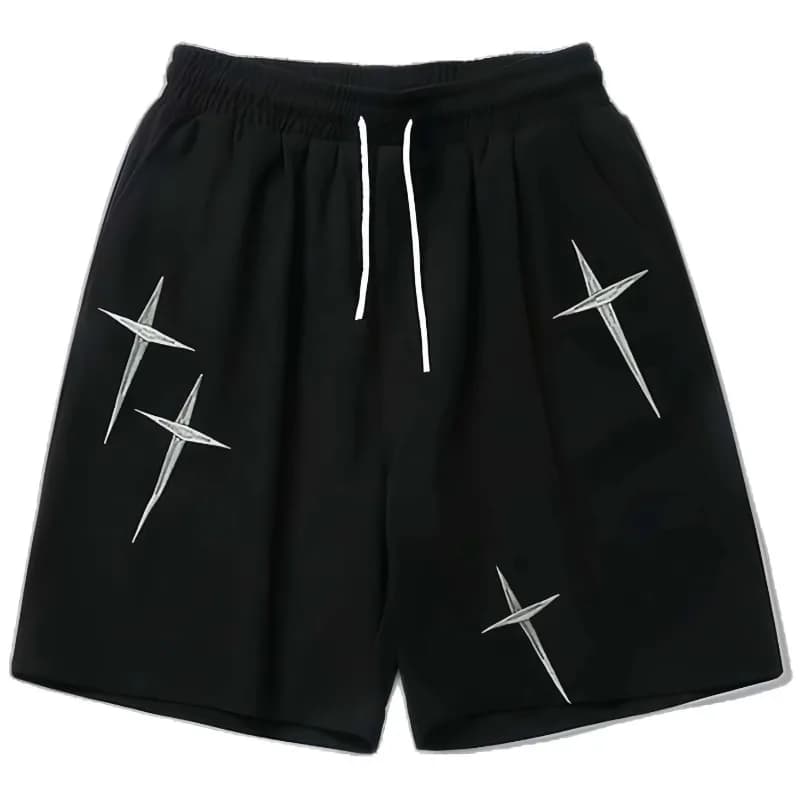 American retro high street breathable quick drying sports shorts, summer star printed men's and women's shorts, loose fit