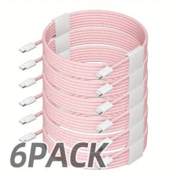 6pcs 2M/6Ft 60W USB C to USB C Weave Charging Cable USB C Cable for Iphone 15 Pro Max PD Fast Charge USB C Data Cord
