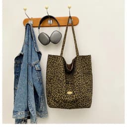 Leopard Print Reversible Canvas Tote Bag Women Large Capacity Casual College Style Shoulder Handbag for Daily Commute