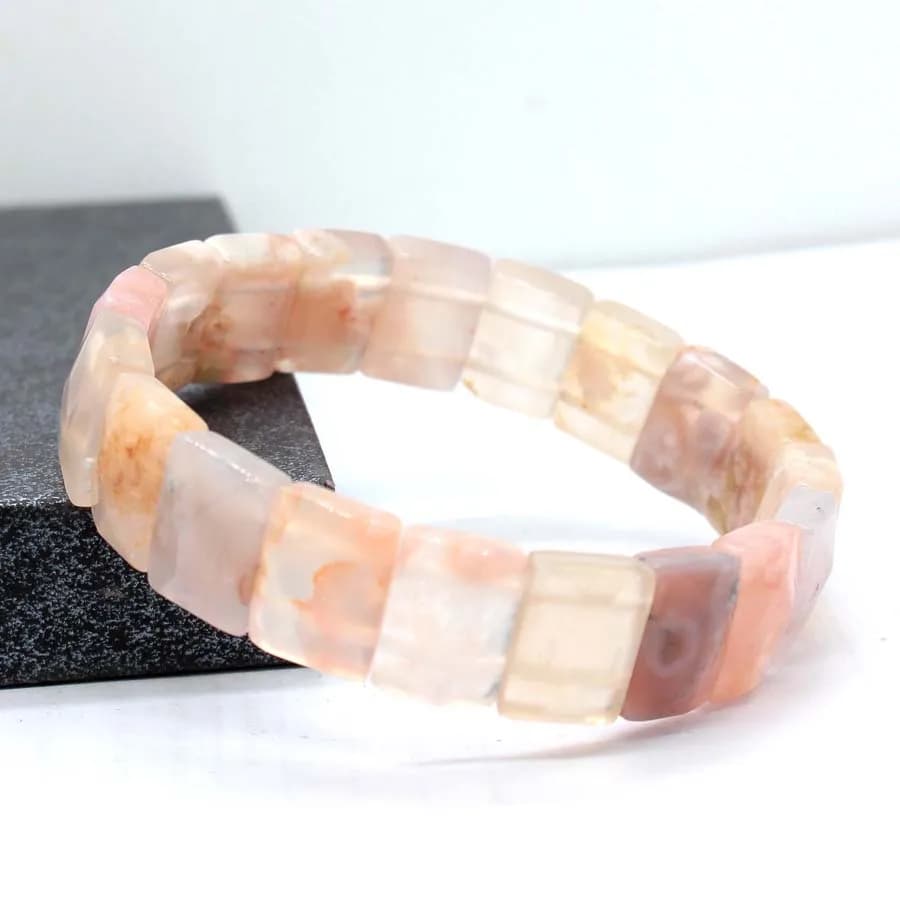 Natural Healing Crystal Square Faceted Stone Bracelets For Women Amethyst Punk Gothic Retro Rectangle Stretch Bangle Men Jewelry