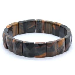 Natural Healing Crystal Square Faceted Stone Bracelets For Women Amethyst Punk Gothic Retro Rectangle Stretch Bangle Men Jewelry