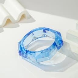 Luxury Asymmetric Cutting Geometry Transparent Colorful Resin Acrylic Bangles For Women Bracelets Charm Thick Simple Jewelry