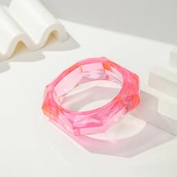 Luxury Asymmetric Cutting Geometry Transparent Colorful Resin Acrylic Bangles For Women Bracelets Charm Thick Simple Jewelry