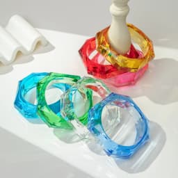 Luxury Asymmetric Cutting Geometry Transparent Colorful Resin Acrylic Bangles For Women Bracelets Charm Thick Simple Jewelry