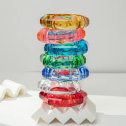 Luxury Asymmetric Cutting Geometry Transparent Colorful Resin Acrylic Bangles For Women Bracelets Charm Thick Simple Jewelry