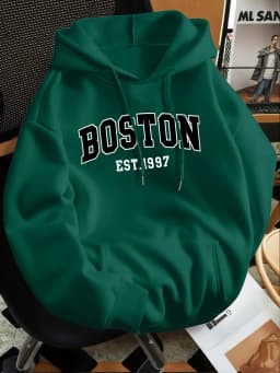Men's Women's Boston Letter Print Fashion Hooded Sweatshirt Regular Fit Fashion Casual HipHop Sweatshirt Harajuku Unisex 