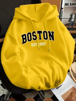 Men's Women's Boston Letter Print Fashion Hooded Sweatshirt Regular Fit Fashion Casual HipHop Sweatshirt Harajuku Unisex 