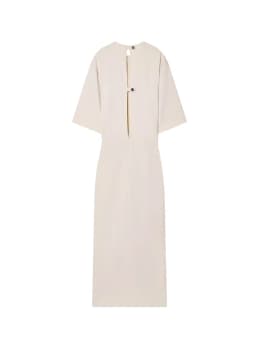 TFMLN Summer Women Midi Dress New Fashion O Neck Pleated Short Sleeve Waist Dress Casual Sexy Solid Elegant Dress Chic Outfit
