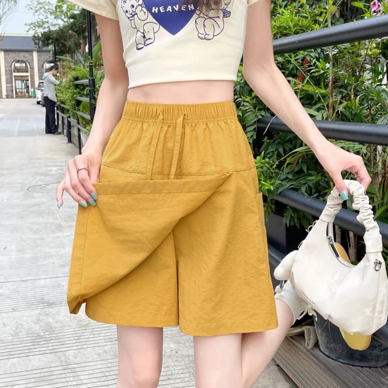 SummerWomen'sQuick-DryingLightweightskort With PocketsFront SlitCargo Pants High WaistKnee Length Shorts Athletic Casual Pants