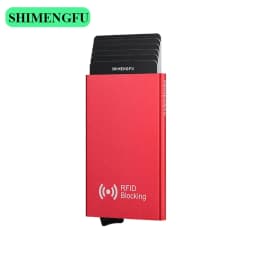 Minimalist Smart Wallet for Men And Women RFID NFC Protected Pop-Up Card Case Metal Credit Holder with Automatic Bottom Push