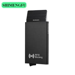 Minimalist Smart Wallet for Men And Women RFID NFC Protected Pop-Up Card Case Metal Credit Holder with Automatic Bottom Push