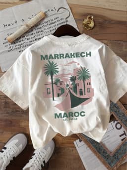 Marrakech Maroc T Shirt Funny Vintage Travel Morocco Graphic Desert Palm Unisex Harajuku Aesthetic Loose Summer White Tops Tee