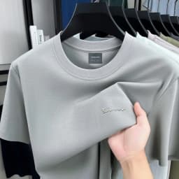 Luxury brand short sleeve round neck top men new fashion simple letter embossed casual summer ice silk cotton breathable T-shirt