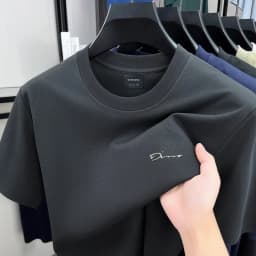 Luxury brand short sleeve round neck top men new fashion simple letter embossed casual summer ice silk cotton breathable T-shirt