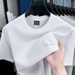 Luxury brand short sleeve round neck top men new fashion simple letter embossed casual summer ice silk cotton breathable T-shirt