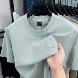 Luxury brand short sleeve round neck top men new fashion simple letter embossed casual summer ice silk cotton breathable T-shirt