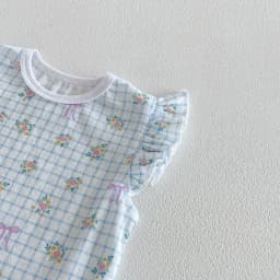 6M-5Y Summer Cute Kids Set Floral Flutter Sleeve Top+Ruffle Hem Shorts 2Pcs Clothing for Girls Breathable Soft Children Suit