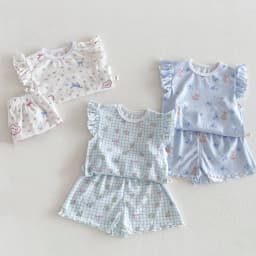 6M-5Y Summer Cute Kids Set Floral Flutter Sleeve Top+Ruffle Hem Shorts 2Pcs Clothing for Girls Breathable Soft Children Suit