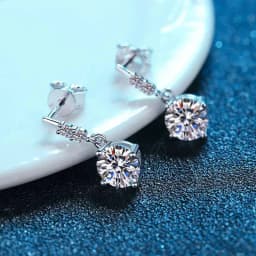 1Carat 2CT Round Moissanite Earrings For Women 925 Sterling Silver Ear-Drops Luxury Fine Jewelry Pass Diamond Tester